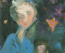 InstaGranny, New Grandchild, 80 x 60cm, oil on canvas
