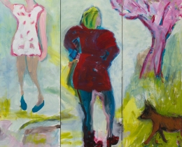 That Dratted Dog, triptych 150 x 150 cm (on a screen, each panel 150 x 50) acrylic on canvas