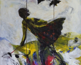 Over the Hills and a Great Way Off, triptych 150 x 150cm acrylic on canvas